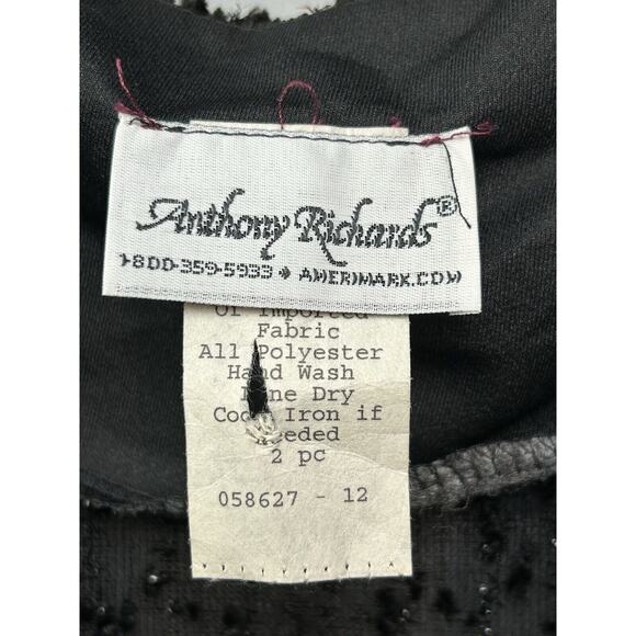 Vintage Anthony Richards Open‎ Front Jacket Womens Size 12 Black Beaded USA - Picture 4 of 7